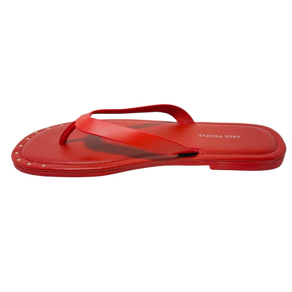 Free People Women's Red Sona Thong Sandal Flip Flop Flat Studded SZ/7 - Picture 7 of 10